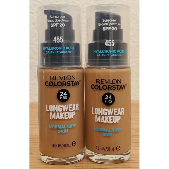 2x Revlon ColorStay 24 Hrs Foundation SPF 20 # 455 Honey BEIGE Longwear Makeup - Picture 4 of 4